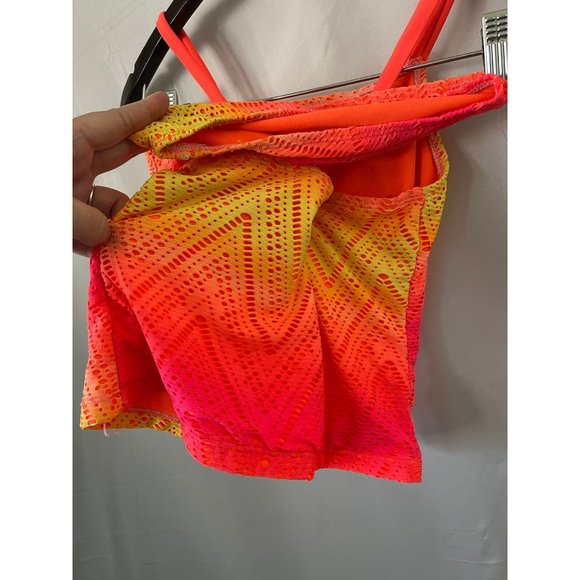 OP Vibrant Orange/Pink Chevron Eyelet Design Tankini/Bottoms 2-Piece Swimsuit - Picture 5 of 9